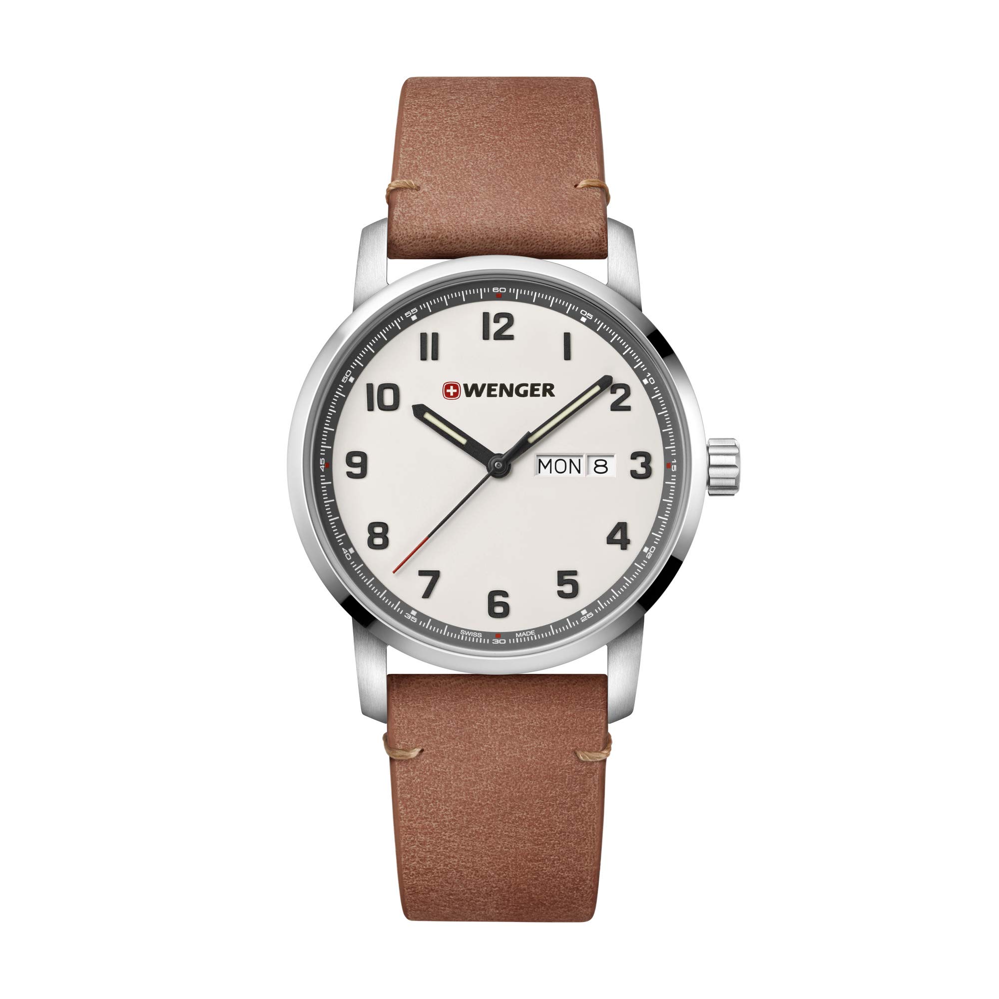 Wenger Attitude Watch Off White Dial, Brown Leather Strap