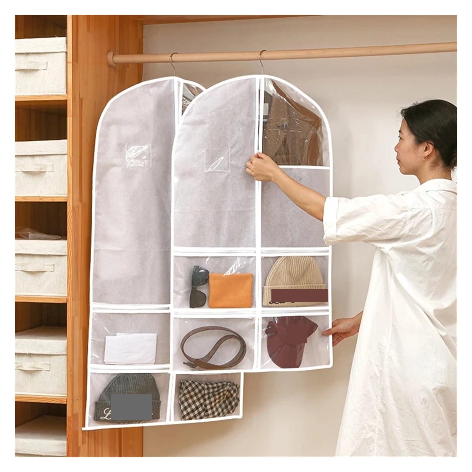 fundas para ropa 3Pcs Dance Costume Garment Bags With Clear Zipper Pockets Clothing Cover Storage For Suits Dress Coat Closet Hanging Clothes Bag(60x120CM)