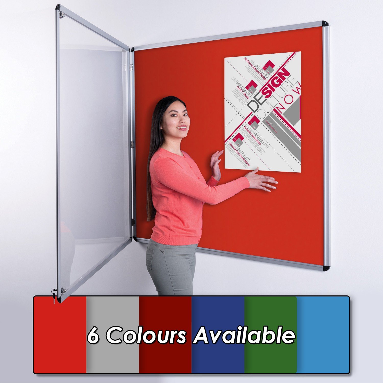Wonderwall Classic Tamperproof Lockable Red Felt Noticeboard, 120 x 120 cm, Indoor Pinboard with Double Locks and Keys- Ideal for Office, School & Healthcare Displays โ image 1