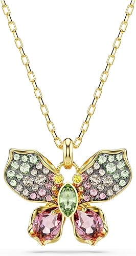 Swarovski Idyllia Pendant, Mixed cuts, Pavé, Butterfly, Multicolored, Mixed Metal Finish