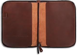Zippered Leather XXL Journal Cover 8.5 x 11 in, Tan | Heavy duty leather cover fits 8.5 x 11 in spiral notebooks and Cahier XXL, secure zipper and refillable design