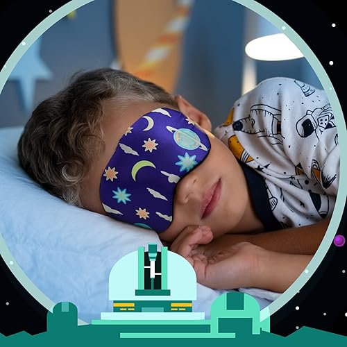 Miniatura 6 de Geyoga 5 máscaras para dormir para niños, planeta para niños, cubrebocas espaciales para los ojos vendados, sombra de ojos para niños, sombra de