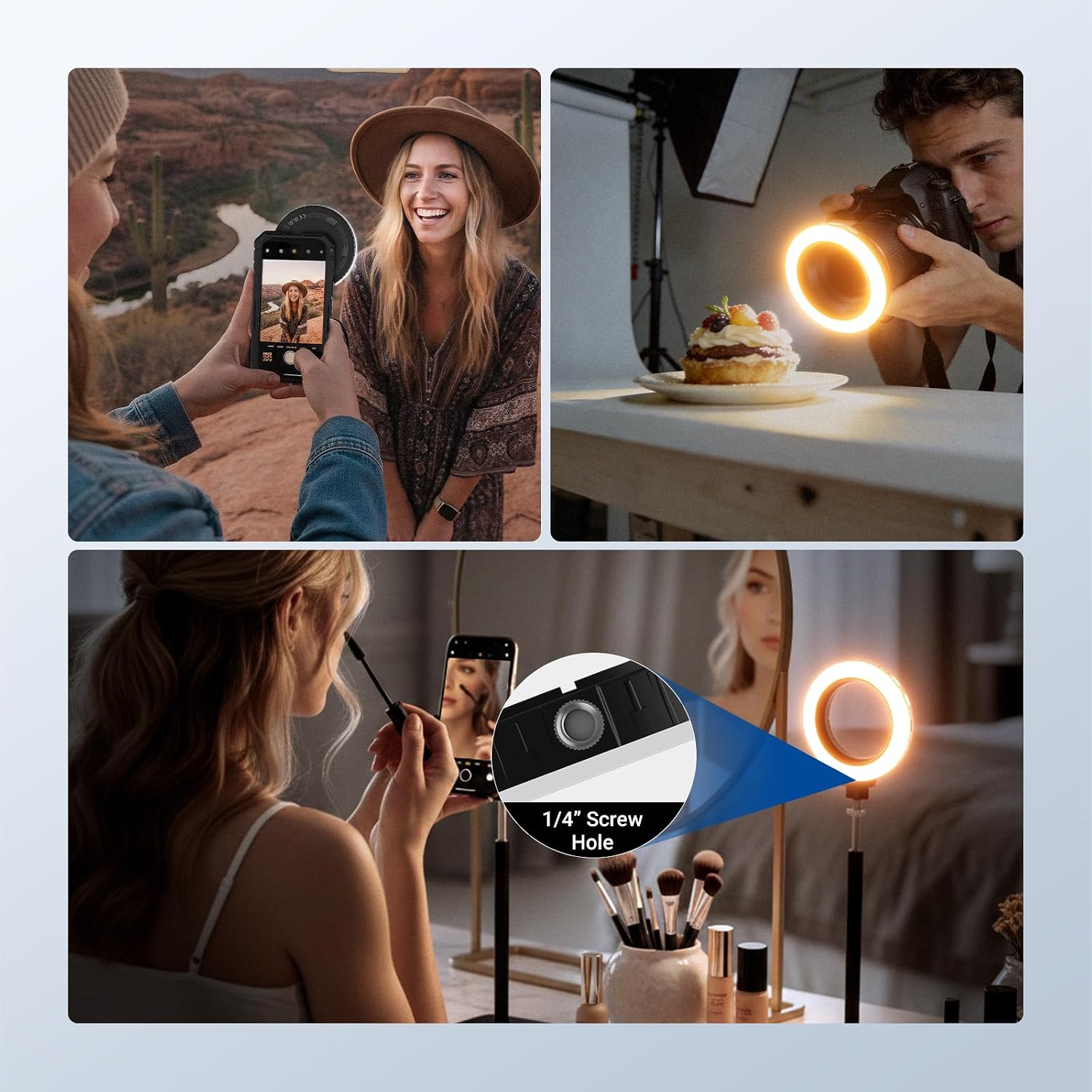 NEEWER Basics 67mm Threaded Ring Light for 67mm Phone Mounts/Cases/Lens, Rechargeable Bi Color LED Selfie Photo Fill Lighting CRI95+for TikTok Video Recording Vlog Streaming Macro Photography, M22