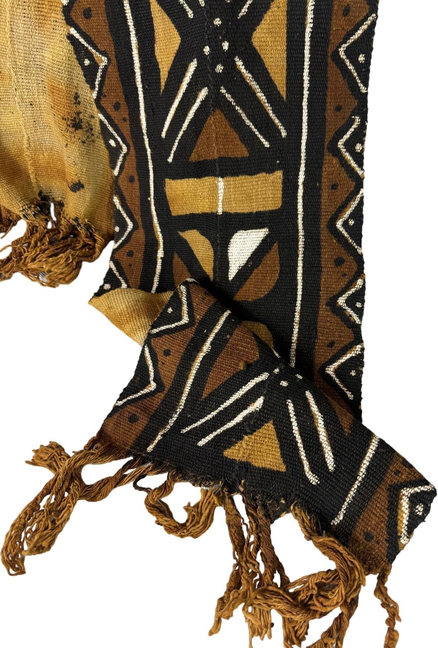 Brown African Mudcloth Scarf/Bogolan Boho Scarf/Unisex Handmade Scarf/Bogolan Mudcloth Scarf/Scarves/Gift for Her/Gift for Him/Chrismas Gift