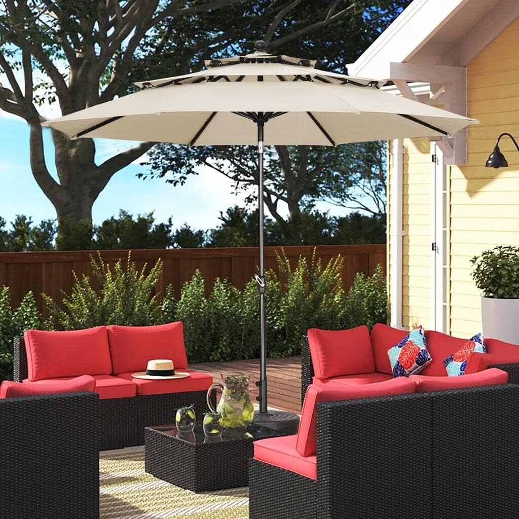 Zenova 10FT 3tier Tilting Patio Umbrella 120'' Market