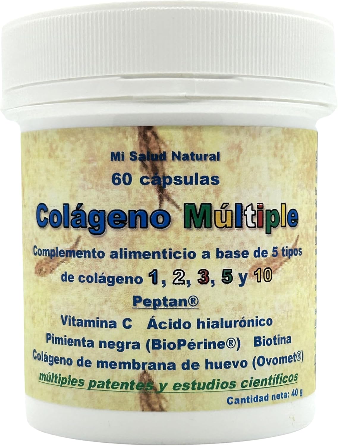 MULTI COLLAGEN Patented Peptan® Collagen + Hyaluronic Acid + Vitamin C + Bioperine® + Ovomet® + Biotin – Various Patents + Clinical Studies – 60 Capsules 1 Month of Cure