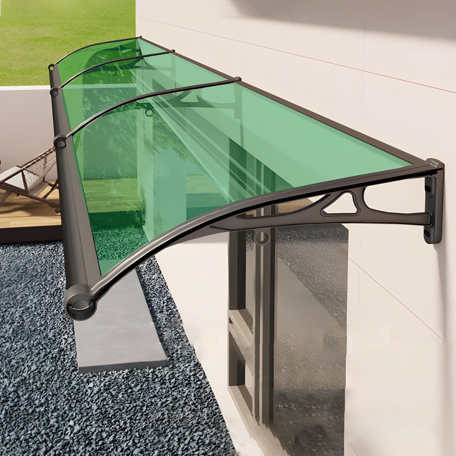 Window Awning Door Canopy with Aluminum Bracket, Front Doors/Windows Overhang Awning for Sun Shutter, UV, Rain