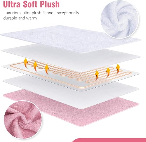 Vista 20 de Calentador de pies eléctrico, almohadilla térmica de franela ultra suave, extra grande para cama, abdomen, pies, espalda, calambres, oficina/hogar
