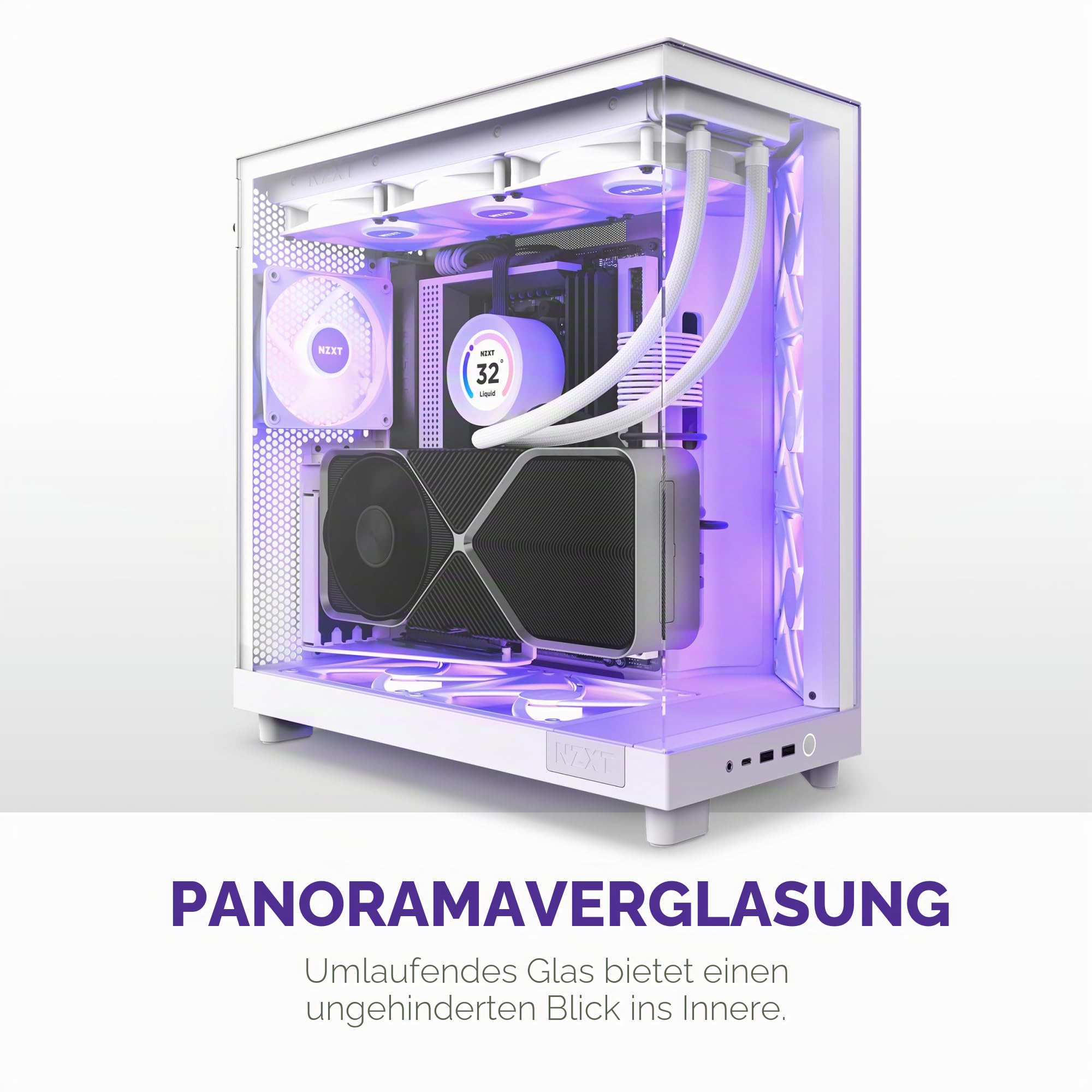 NZXT H6 Flow RGB Mid-Tower Gehäuse, 3x120mm RGB-Lüfter, Weiß