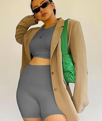 Miniatura 9 de NEW YOUNG Paquete de 3 pantalones cortos de ciclismo de talla grande con bolsillos para mujer, pantalones de yoga de cintura alta de 8 pulgadas,