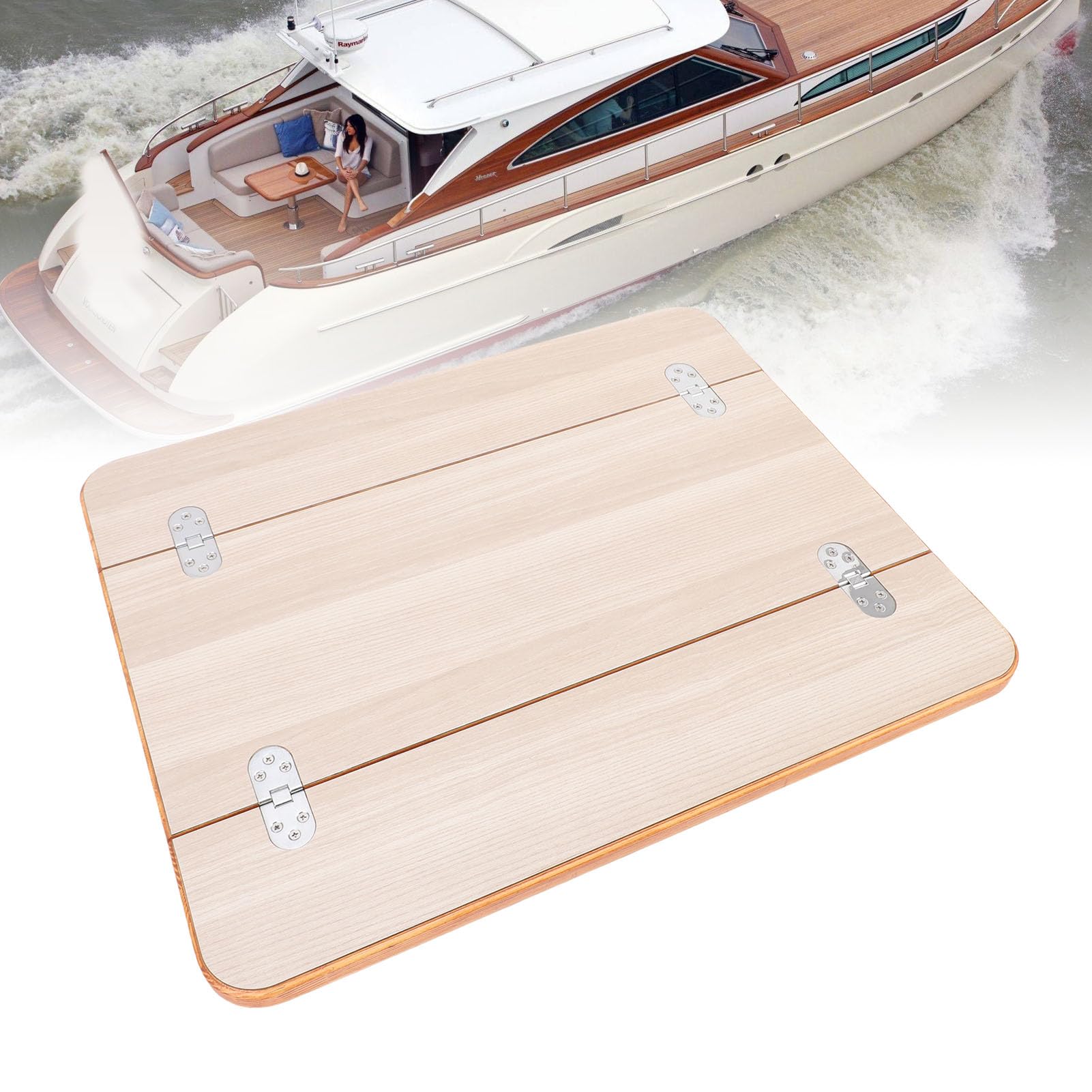 aqxreight Plateau de Table Pliable pour Camping-Car, Finition Revêtue en Bois Massif, Grande Surface élégante, Espace de Travail pour Salle à Manger, Bateau, Yacht Marin, (Blanc (