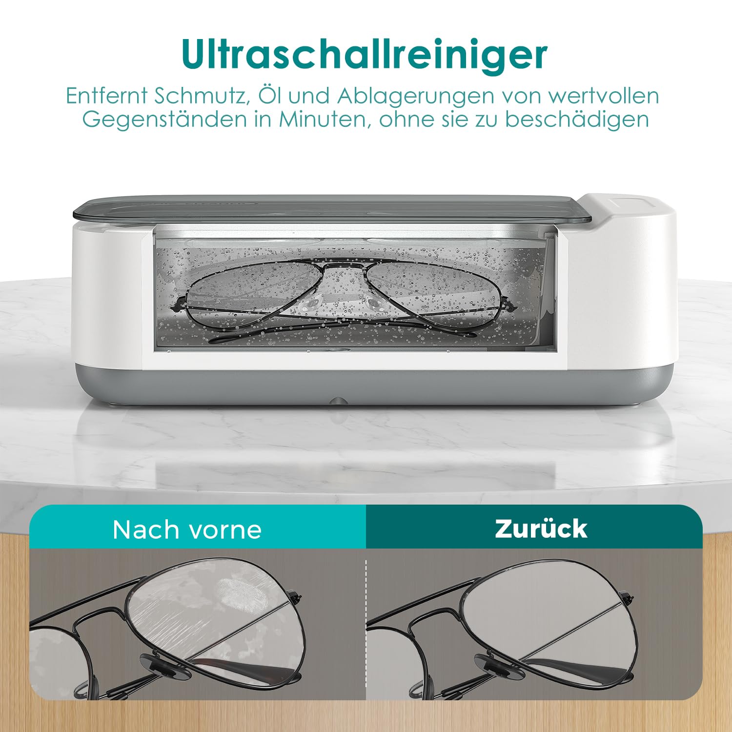 Ultraschallreinigungsgerät Ultraschallreiniger Ultraschallgerät KECOOLKE 400ml Sonic Cleaner mit digitalem Timer für Brillen, Ringe, Münzen, Fingerringe, Geld