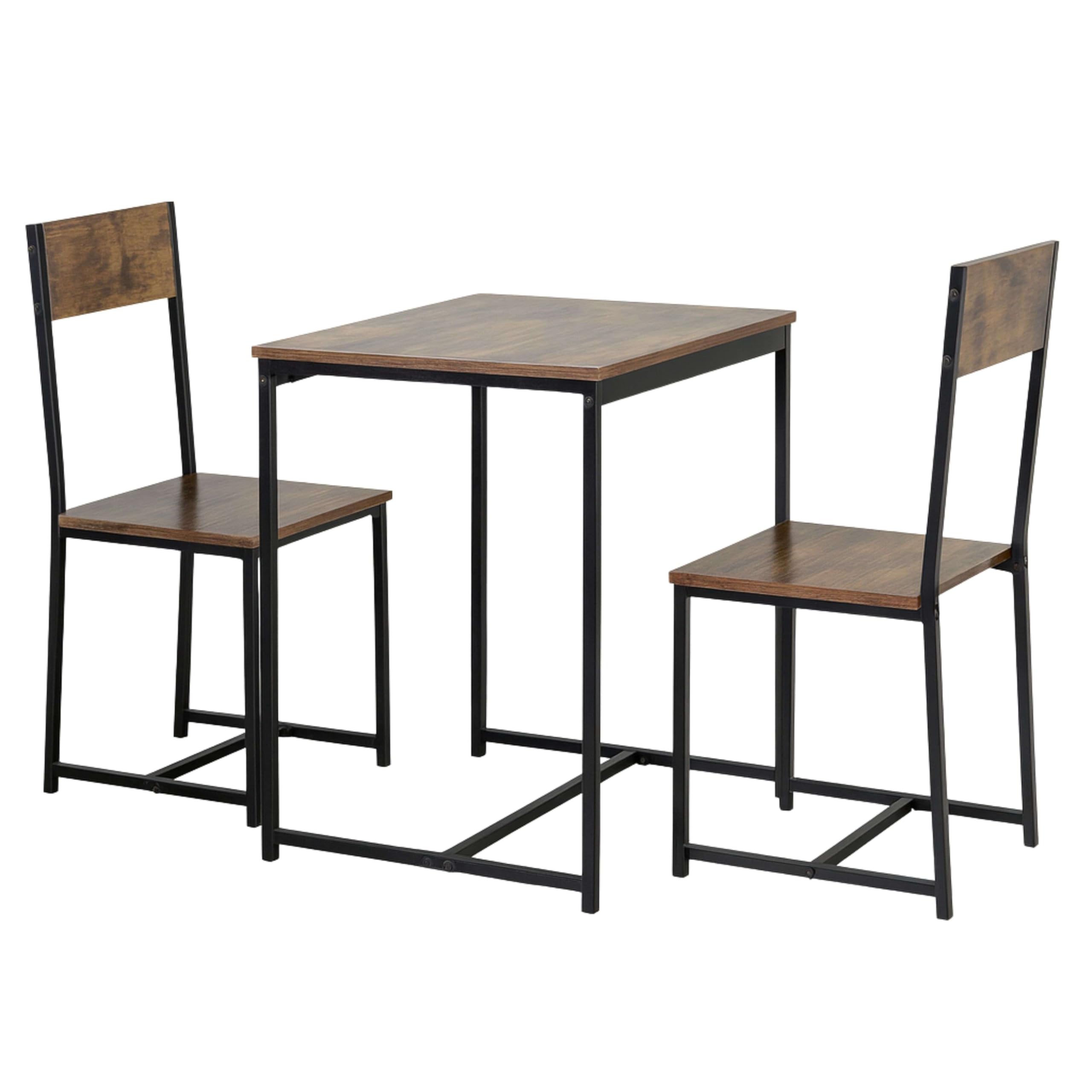 Miroytengo Juego de Mesa Fija con 2 Sillas, Pack Mesa + 2 Sillas, Muebles de Cocina Jess Roble Cambrian y Negro 80x77x50 cm