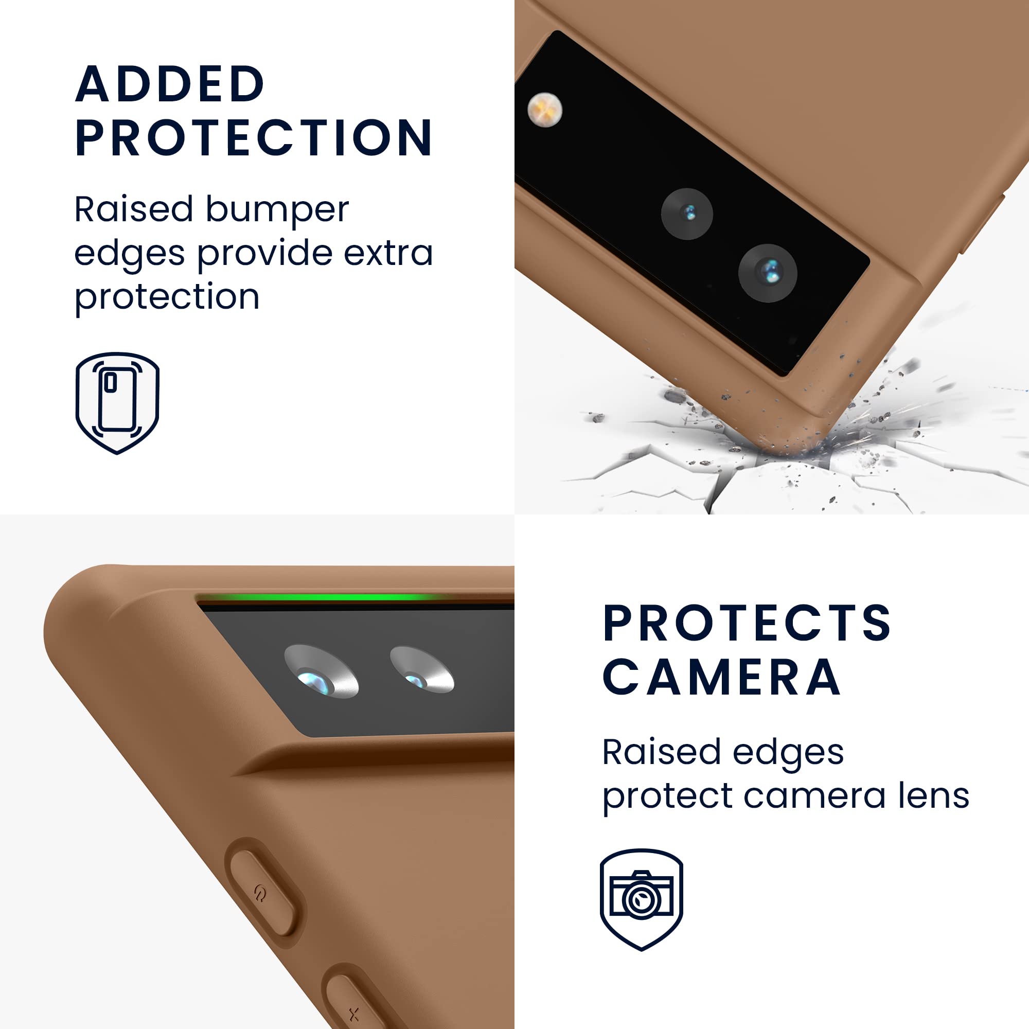 kwmobile Case Compatible with Google Pixel 6 Case - Soft Slim Protective TPU Silicone Cover - Cappuccino - Image 3