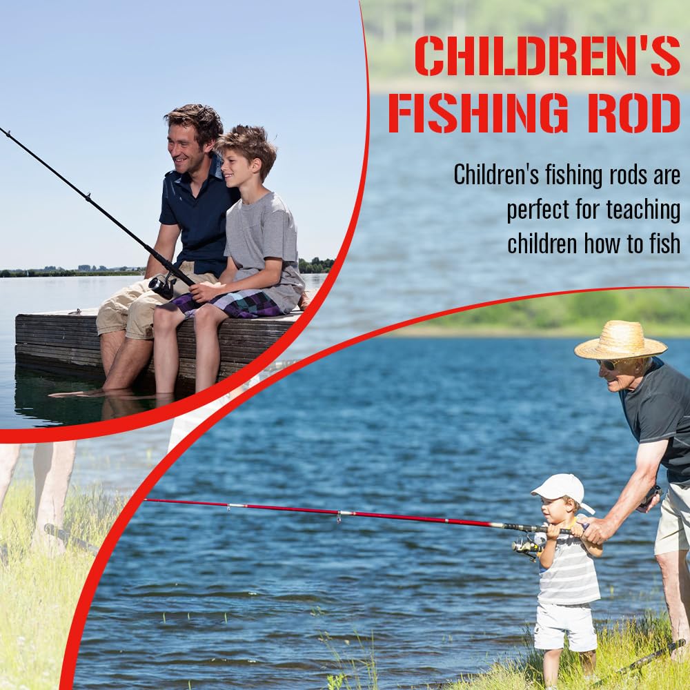 Set de Pesca para Niños, 1,8 M Caña de Pescar Telescópica con Carrete y Juego de Cebo, Caña de Pescar Telescópica de Fibra de Carbono, Accesorios para Niños de 3 a 10 Años
