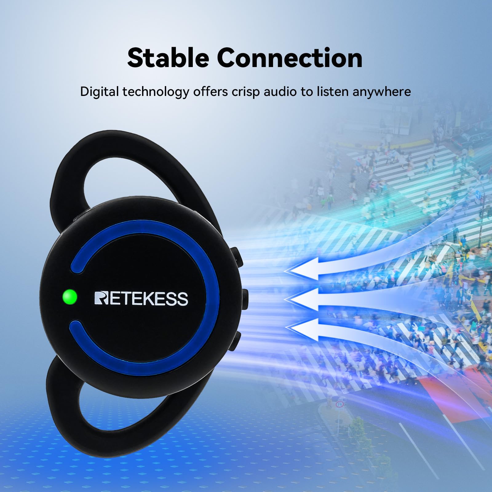 Retekess TT126R Tourguide-Headset-System, 280 m Zweiwege-Tourguide-System, Mini-Ohrbügelempfänger, für Werksführungen, Konferenzen (1 Empfänger)