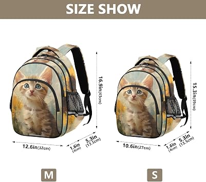Oil Cat Lightweight Backpack Durable Polyester with Reflective Design, Multiple Pockets, Breathable Padding