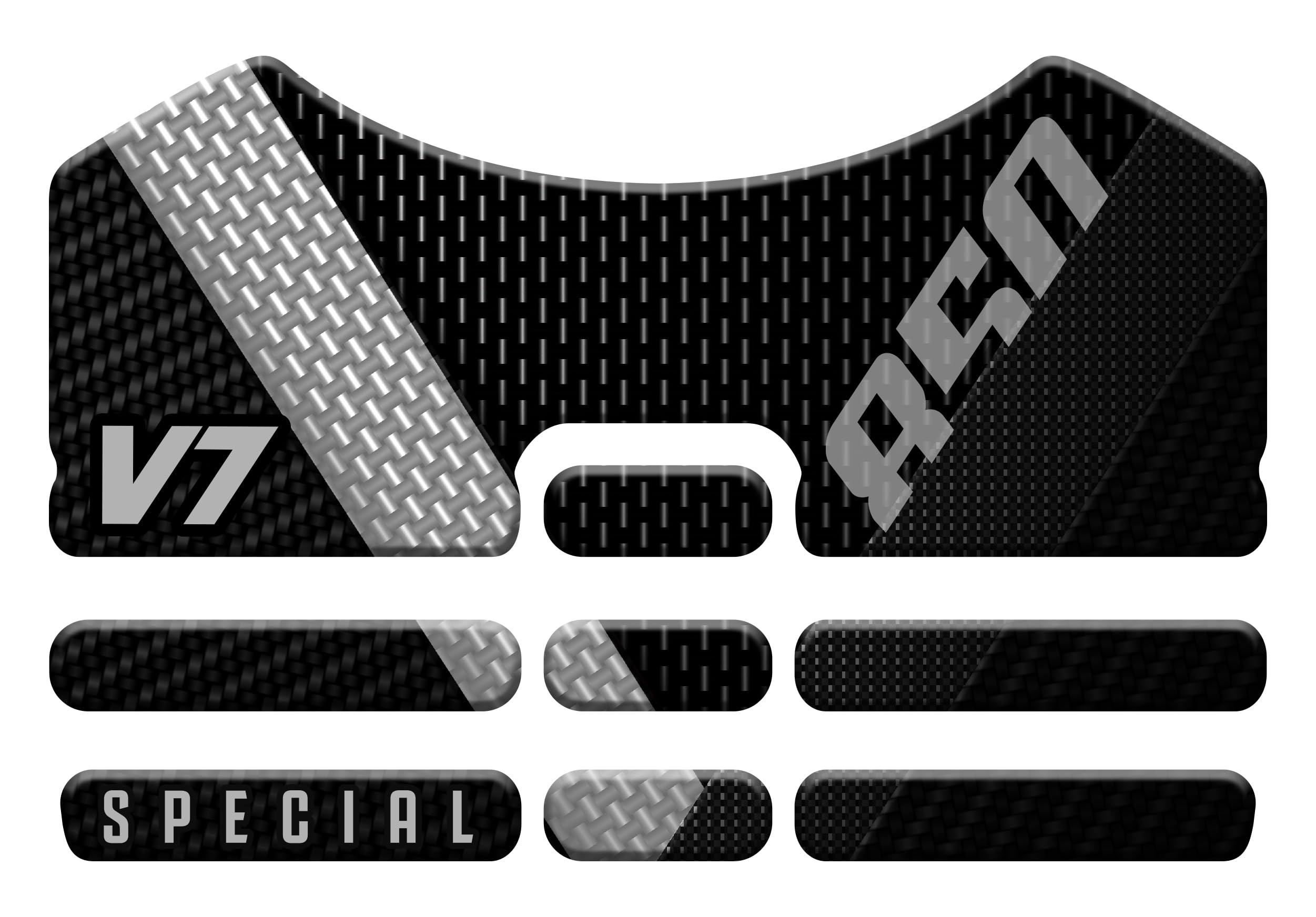 3D Aufkleber Aus Kunstharz Für Moto Guzzi V7 850 Special - Silver Stripe Monochrome Design | Gabelschutz