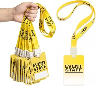 50 Sets Event Staff Badge Lanyards with PVC Pass Cards Breakaway Design with Metal Swivel Clips for Concert Conference Volunteer Events