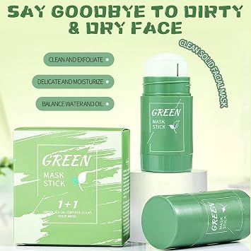 2pcs Green Tea Mask Stick - Green Tea Deep Cleanse Mask - Blackhead Remover with Green Tea Extract -Face Moisturizing & Oil Control - & Deep Cleansing - Purifying Clay Mask Stick Set