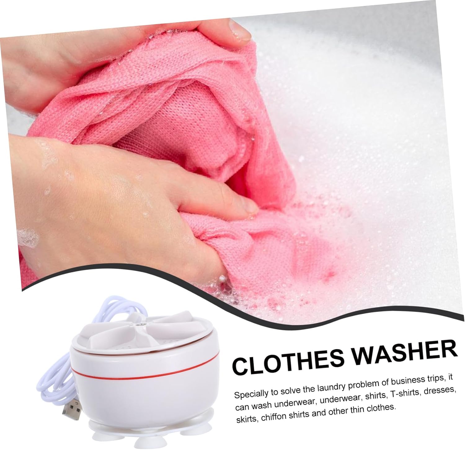 Mini Ultrasonic Portable Washing Machine Travel Washer for Delicate Clothes Underwear Socks Lightweight Automatic Personal Washer for Business Trips Camping