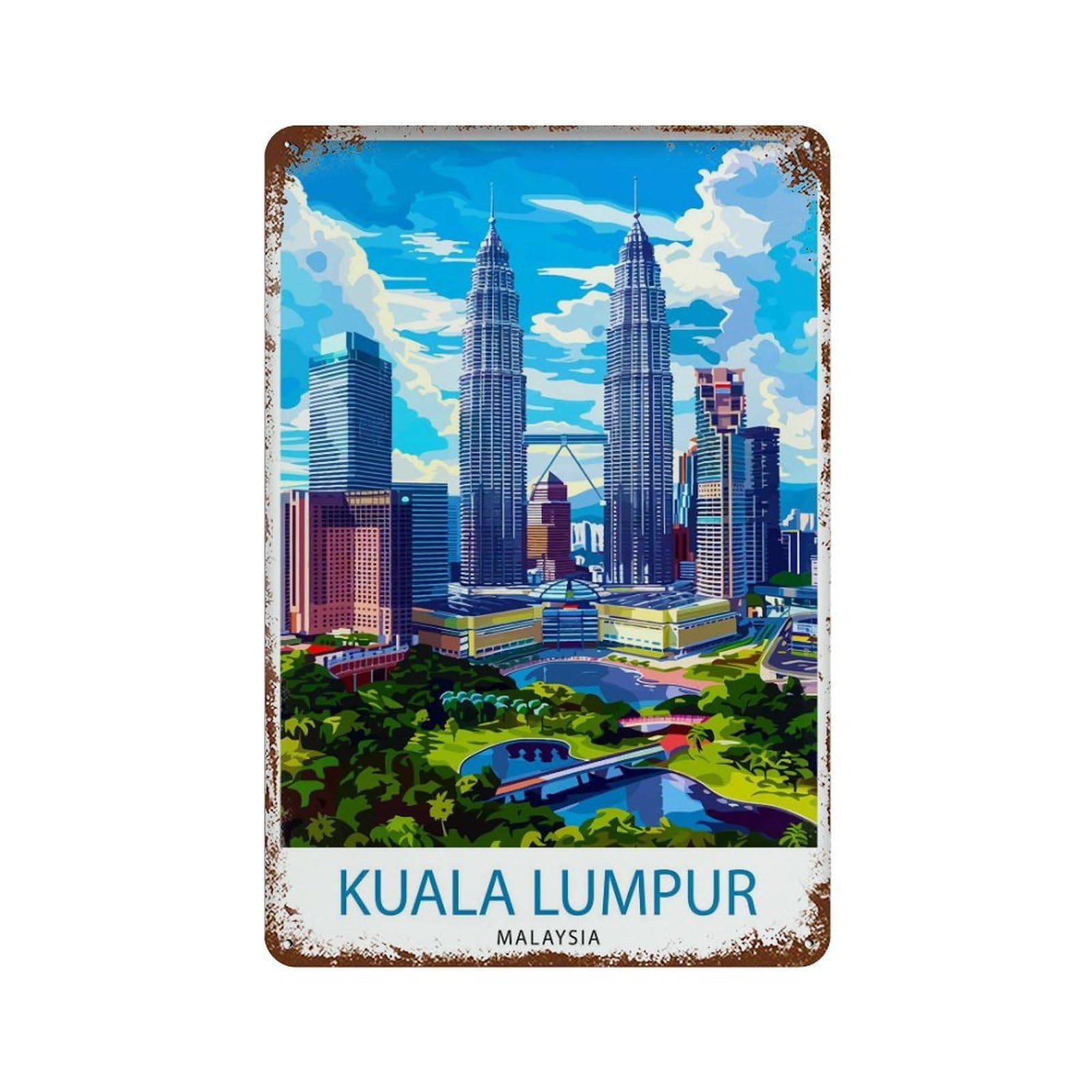 xiaoxiaoshen Kuala Lumpur Malaysia Travel A Wall Decor Art Metal Tin Poster Modern Home Decor Art Home Bar Shop Decorations Vintage Sign 30x20cm