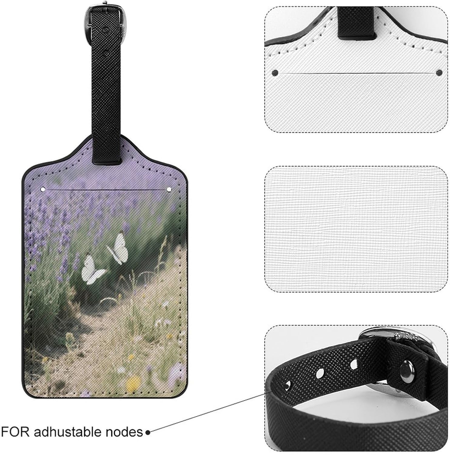 White Butterfly PU Leather Luggage Tag for Suitcases image 4