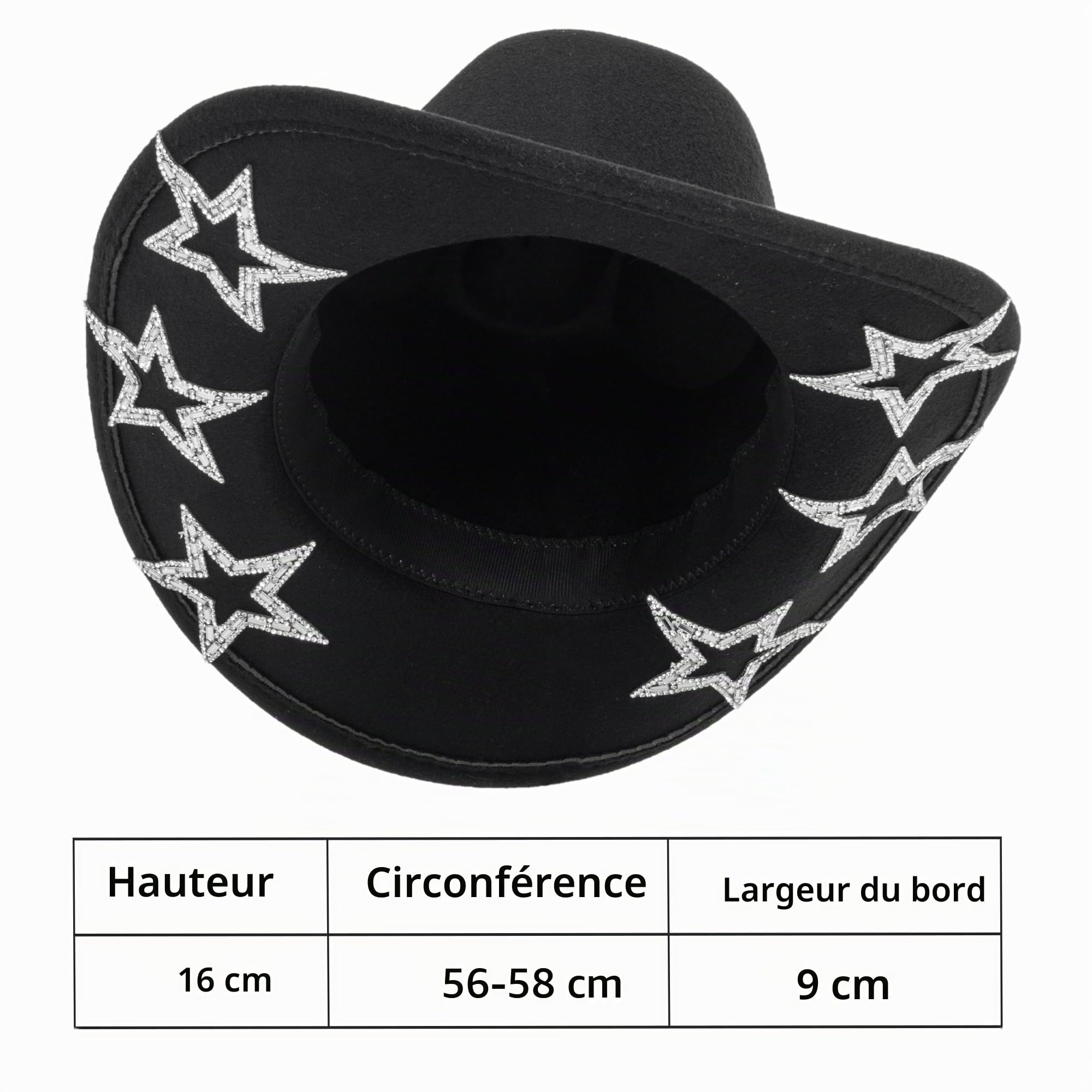 Chapeau de cowboy classique pour femme avec boucle de ceinture (M-L)