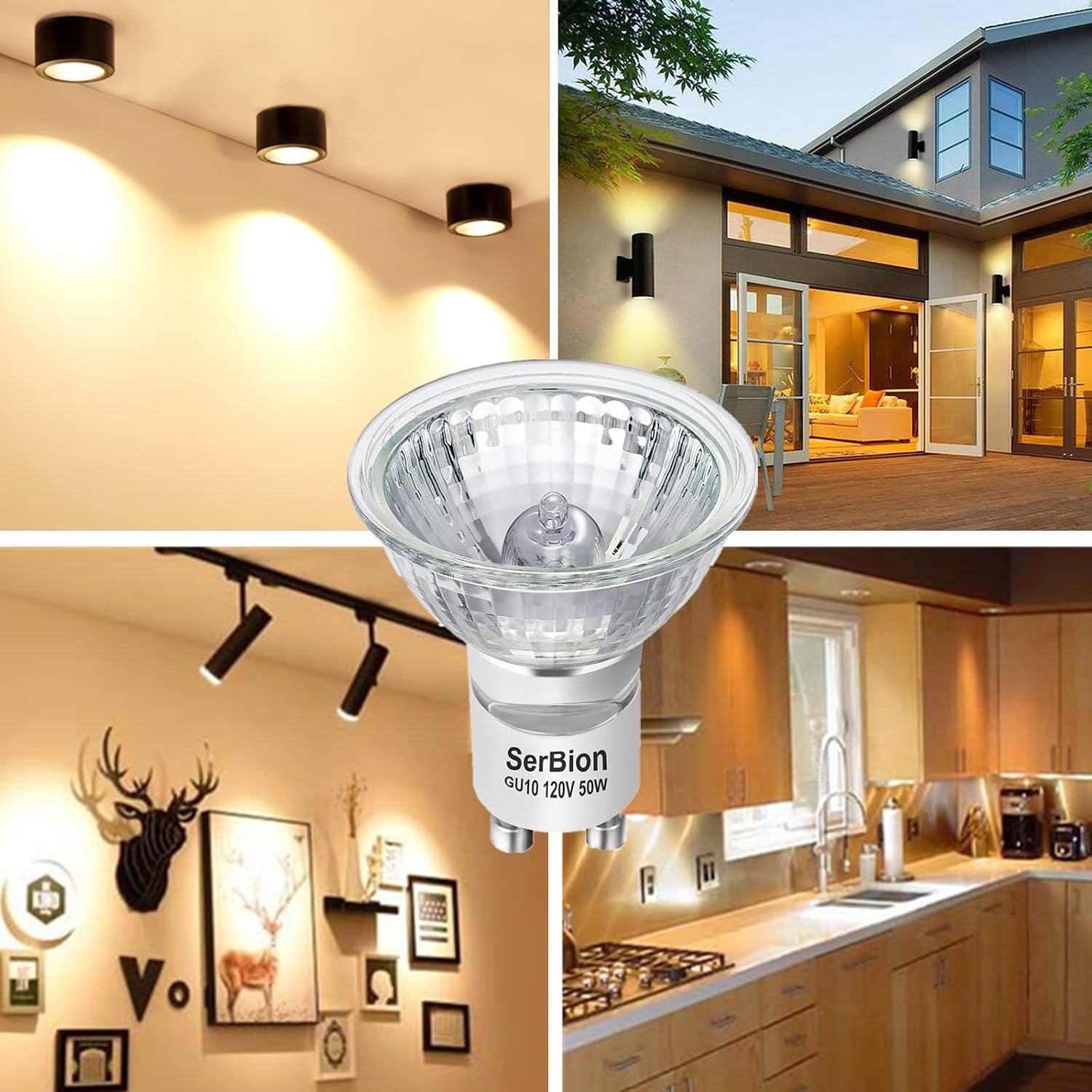 SerBion Halogen Light Bulbs - 50Watt Dimmable Gu10 Bulbs - MR16 Halogen Bulb for Track & Recessed Lighting, Long Lifespan 6 Pack