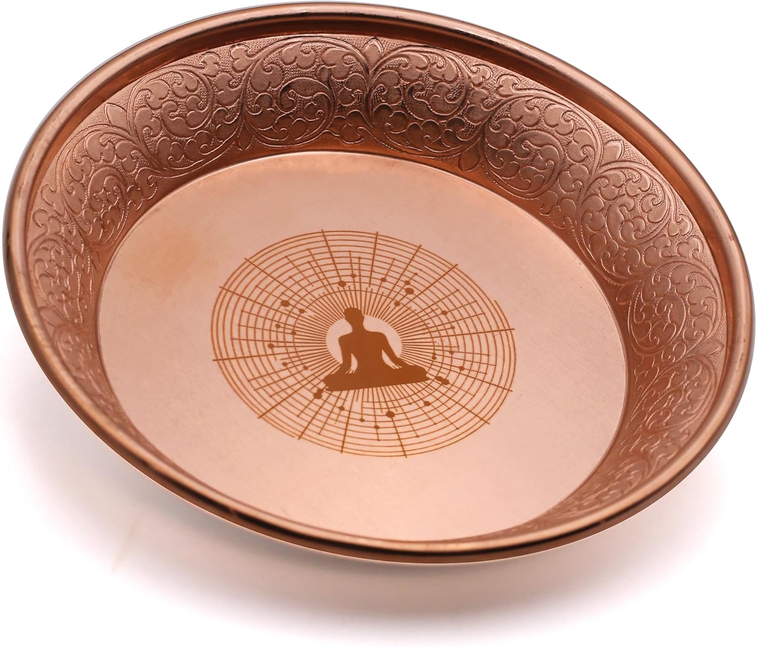 Copper Offering Ritual Bowl - Carving Tree of Life Brass Decorative Plate Great for use Witches,Smudging, Incense Burner Holder,Candle Dish, Ash Catcher,Jewelry Dish,Keys Basket