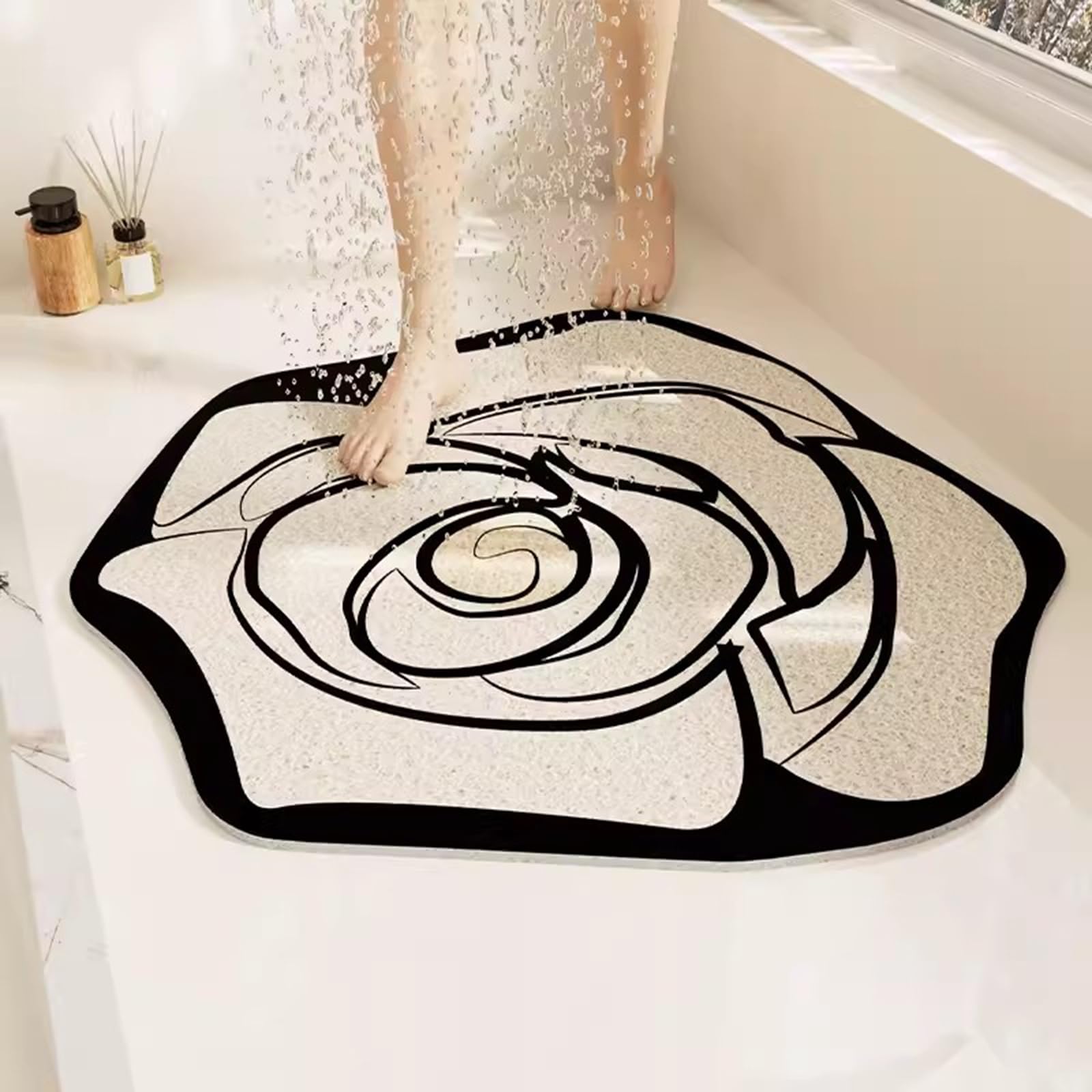 Non Slip Shower Mats for Inside Shower, Quick Drying PVC Loofah Shower Mat with Draining, Soft and Comfortable Shower Mat Non Slip Anti Mould,C,65x65cm