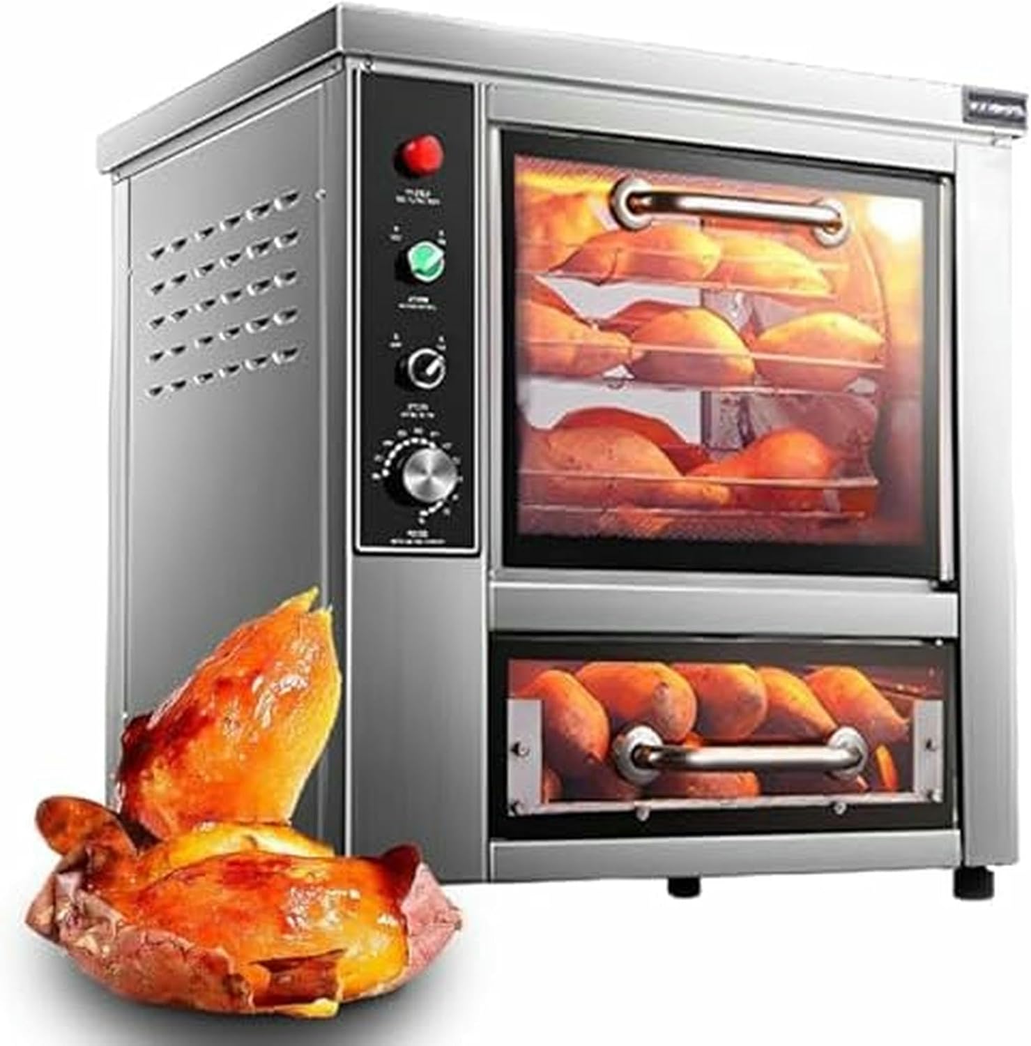 Baked Sweet Potato Machine, 2500W Commercial Roasted Sweet Potato Machine with Automatic Timing, 10KG/Hour, Electric Heating Oven with 0-300℃ Temperature Control for Sweet Potato Corn Potato