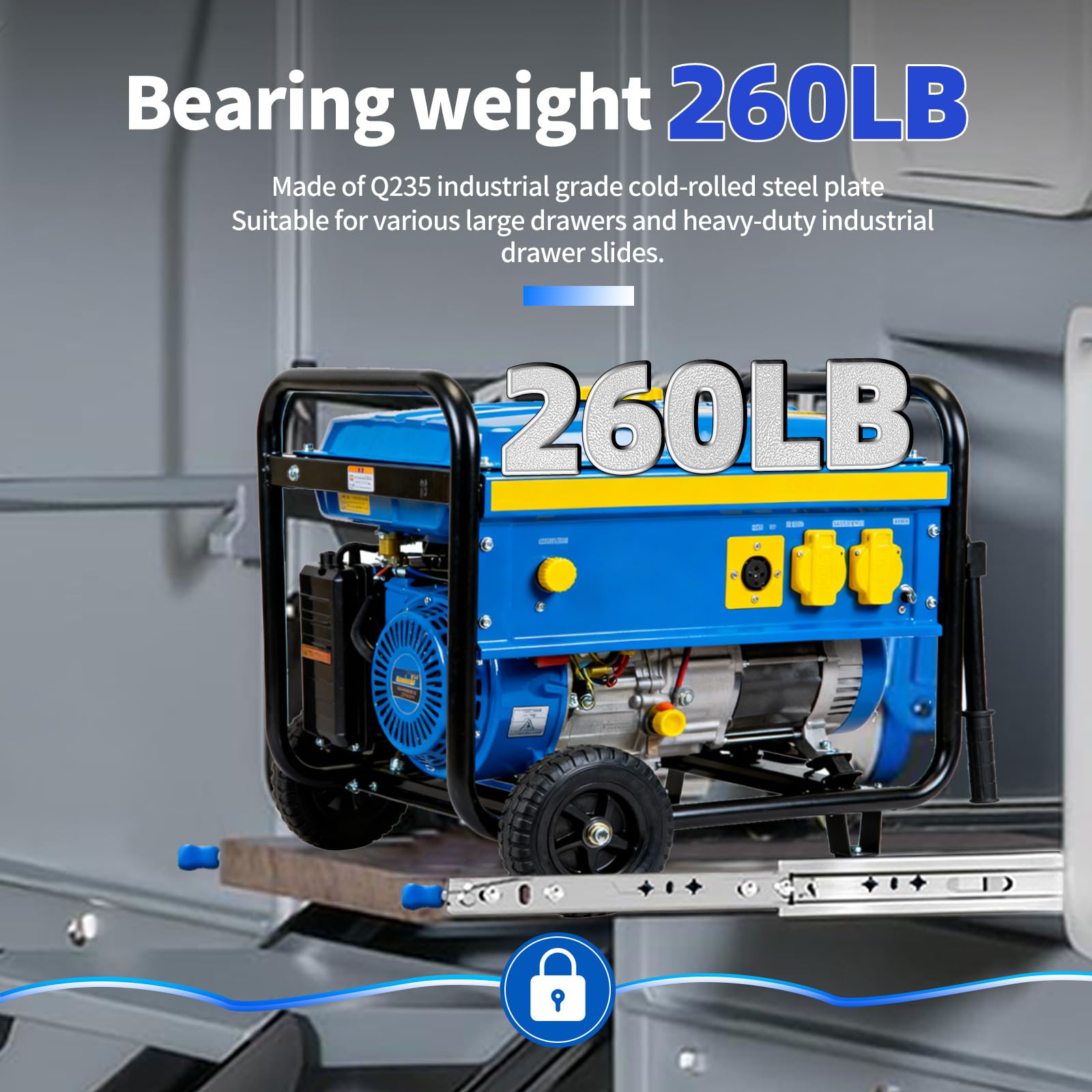 SLIDEWAY 118 kg Heavy Duty blocco cassetto scorrevole scorrevole 45,7 cm estensione completa cuscinetti a sfera guide guide armadi binari cassetta degli attrezzi RV – 1 coppia (W53Lock) 45,7 cm