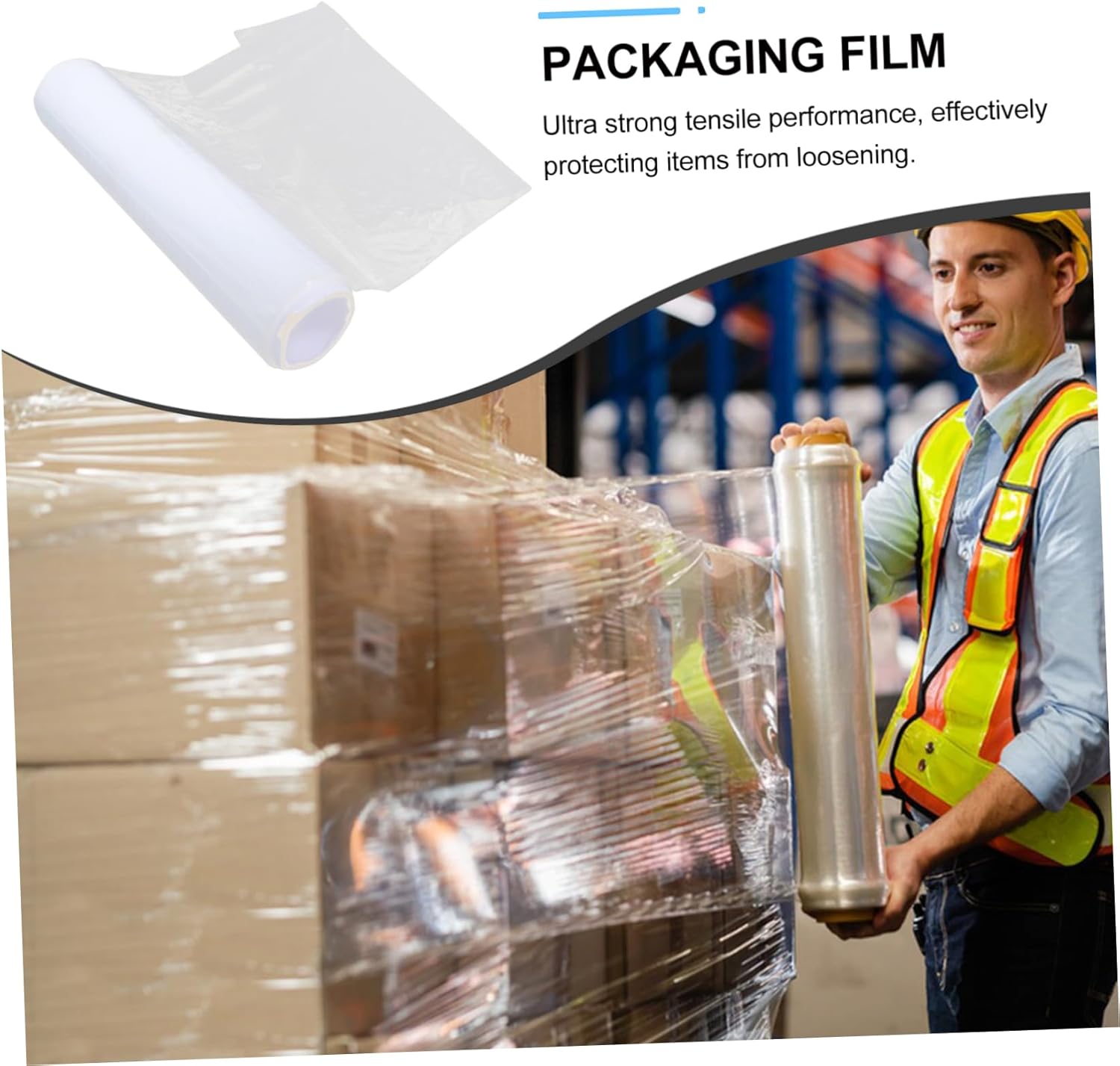 Plastic Wrap Roll Wide Clear Stretch Film for Packing and Moving Self-adhering High Stretch Performance Transparent Clarity Water and No Extra Adhesives Needed