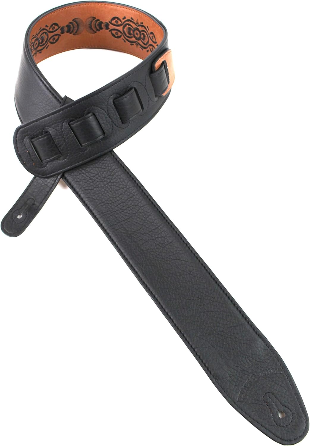 Walker & Williams G-504 Saddle Tan Tooled Leather Strap with Padded Glove Leather Back