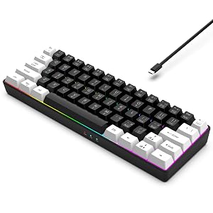 60 Wired Gaming Keyboard RGB Backlit Ultra Compact Mini Keyboard Waterproof Mini Compact 61-Key for PC Mac Gamers