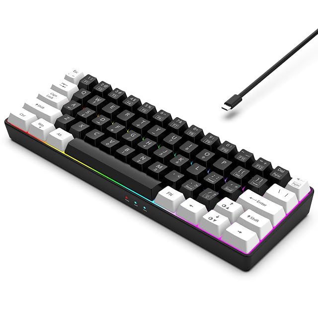60 Wired Gaming Keyboard RGB Backlit Ultra Compact Mini Keyboard Waterproof Mini Compact 61-Key for PC Mac Gamers