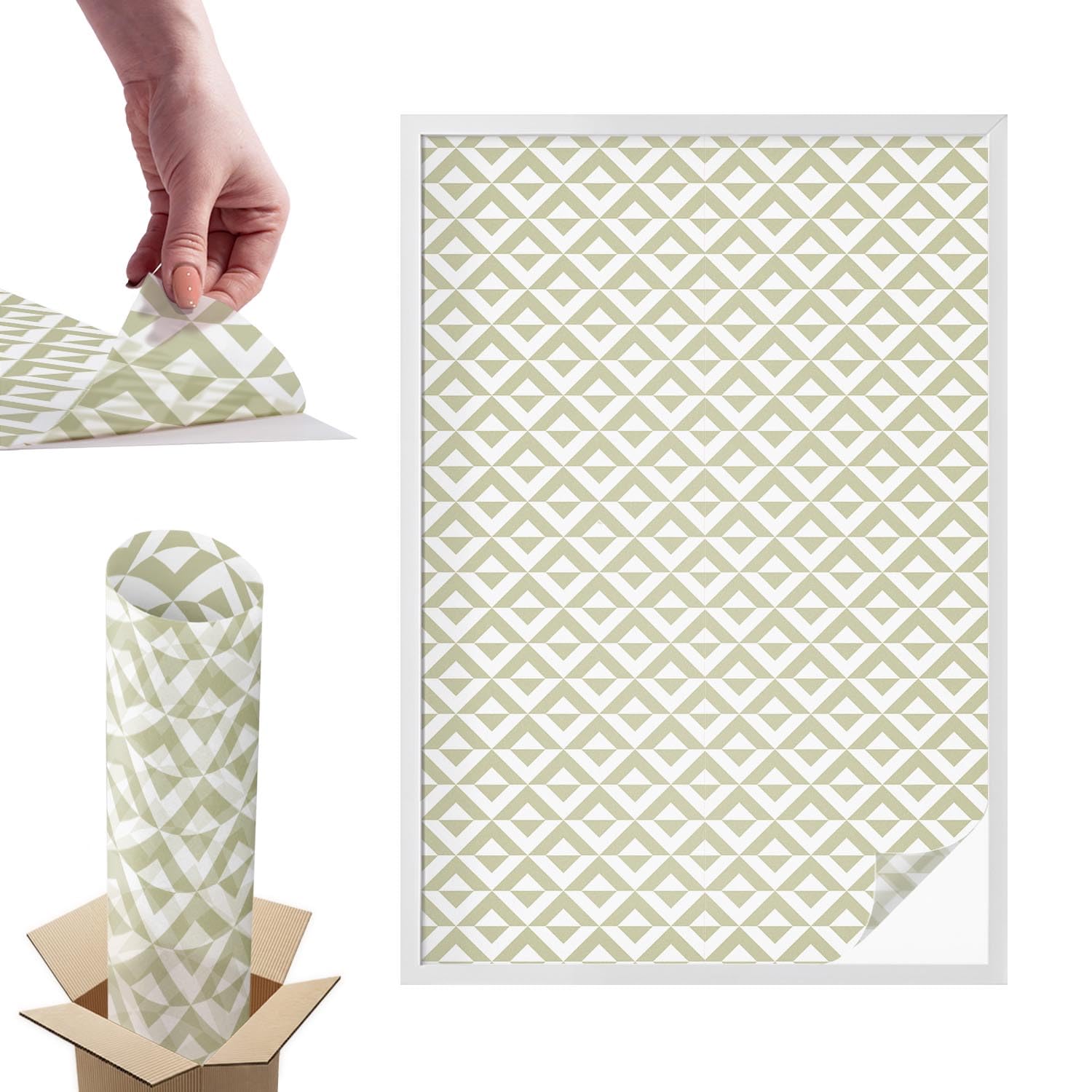 Film dépoli pour vitre 100x146 cm à motifs losanges géométriques pour fenêtre