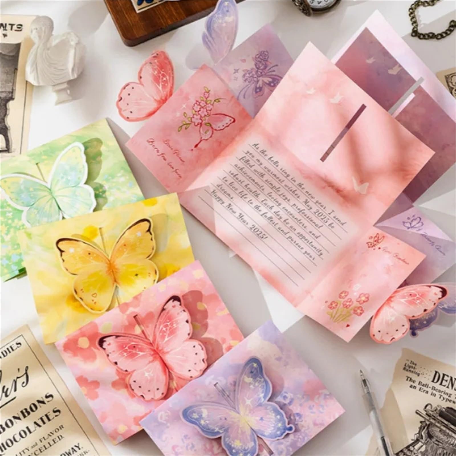 10 piezas set lindo sobre con mariposa Para Invitaciones A Fiestas