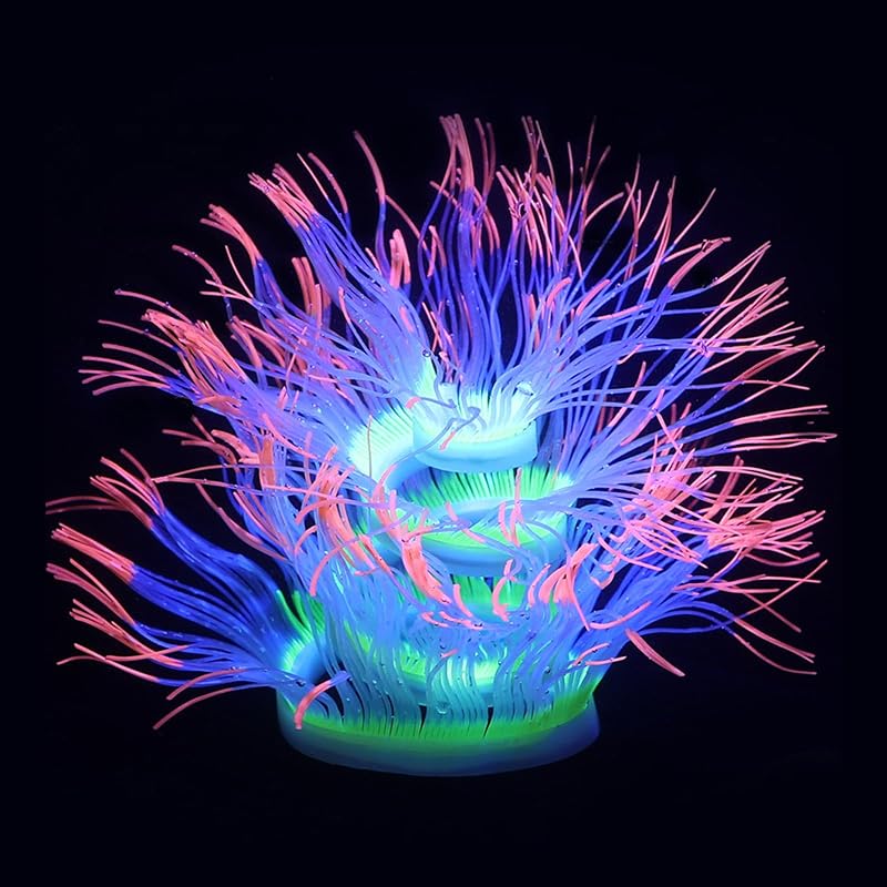 Coral Artificial de Silicone Fluorescente para Aquário WishLotus Orange, 50 cm