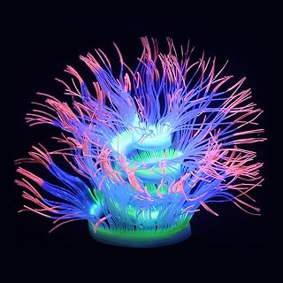 Fish Tank Coral Ornaments, Artificial Soft Silicone Aquarium Coral Decorations Colorful Lifelike Glowing Fish Tank Decorations Accessories for Aquarium Landscaping (Orange)