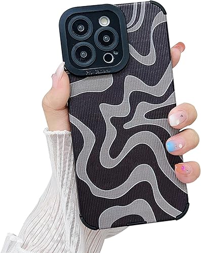 Funda diseñada para iPhone 13 Pro Max, piel sintética suave TPU y bonito arte ondulado pintado para mujeres y niñas, protector delgado a prueba de