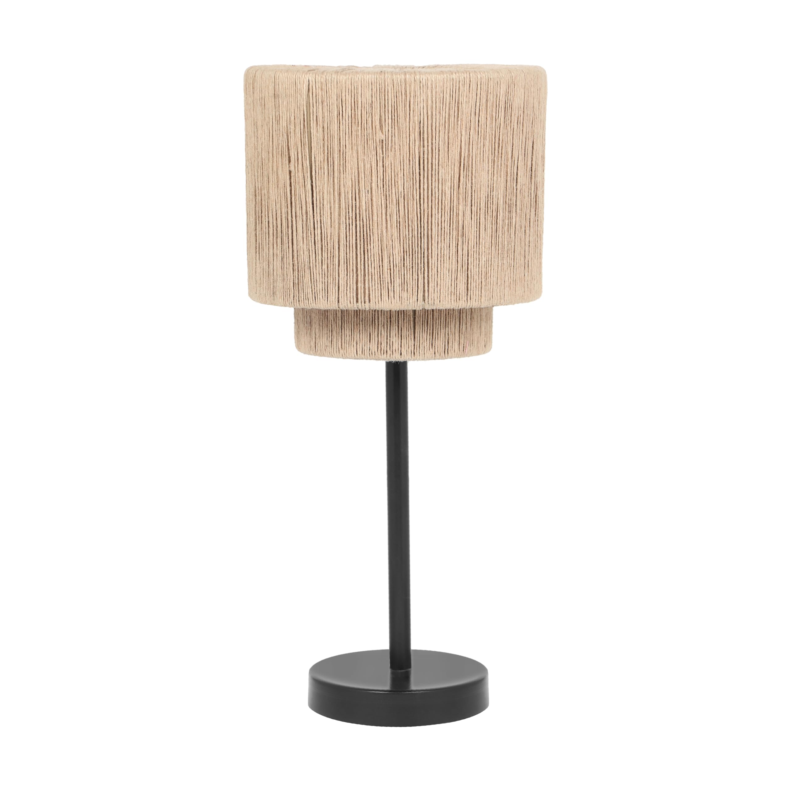 Trio Leuchten Tischleuchte Smilla 566800136, Metall Schwarz matt, Schirm Jute naturbelassen, exkl. 1x E27