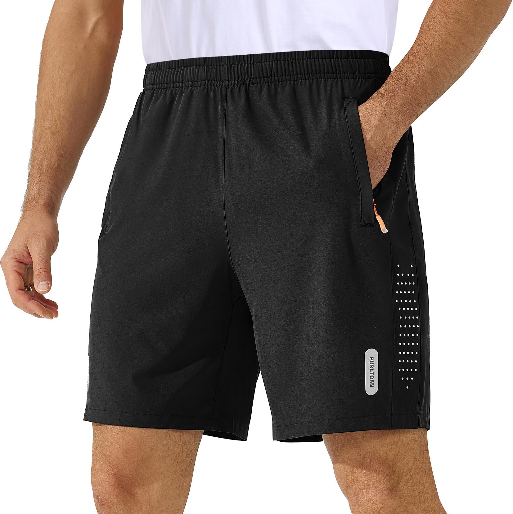 – Men's Gym Shorts Quick Dry Fitness Sports Running Shorts Mens Soft Breathable With Zip Pockets