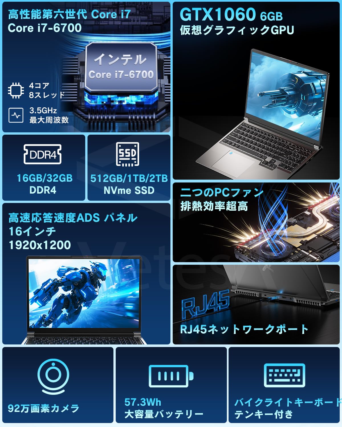 爆速ゲーミング Intel Core-i7 GTX1060 メモリ12G SSD480G HDD500GB Windows10 GP73-8RE-808JP MSI Core i7-8750H GeForce GTX 1060 メモリ 16GB SSD