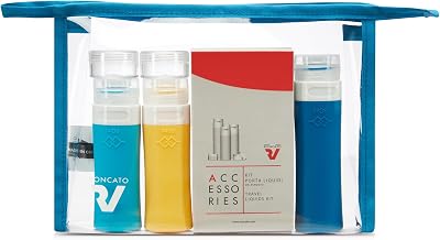 RONCATO Travel Kit Mini Size Travel Containers, Travel Kit Set of 3 Bottles and Cream Containers with Transparent Case