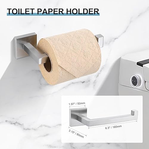 Miniatura 4 de TNOMS - Juego de 5 toallas de baño, juego de accesorios de baño de níquel cepillado para baño, juego de accesorios de baño de acero inoxidable