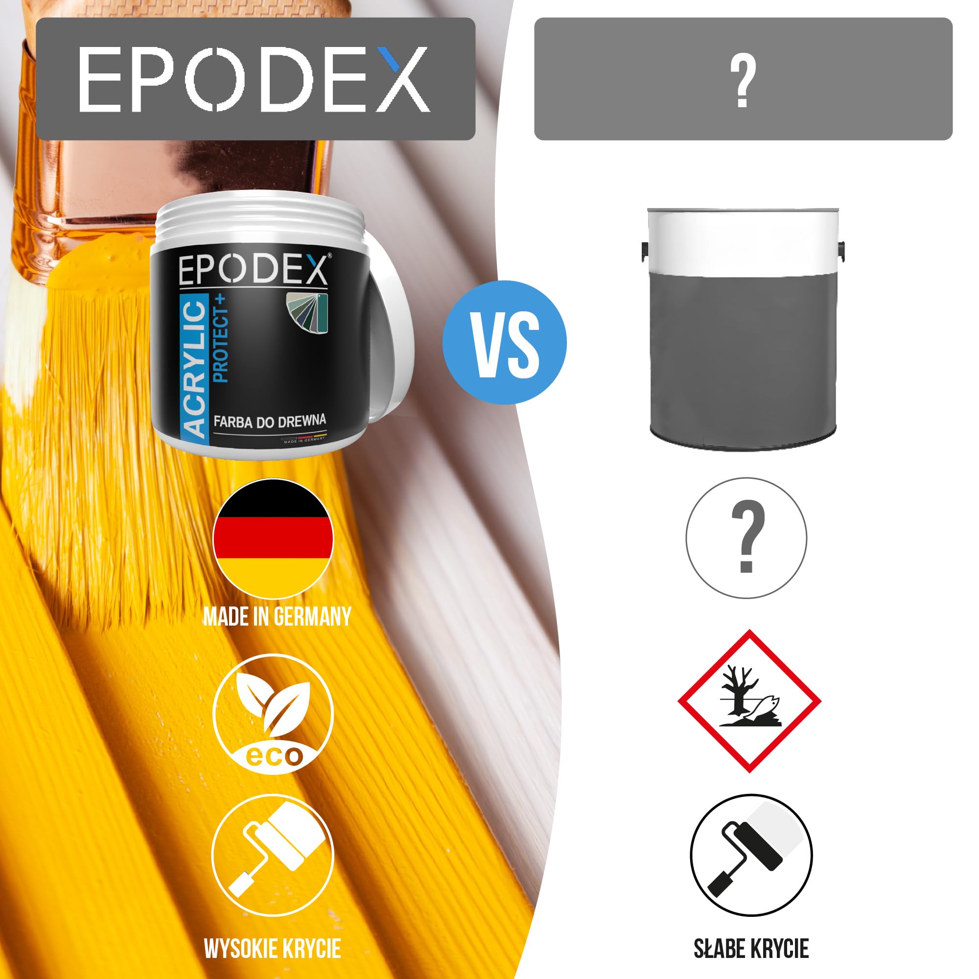 EPODEX ACRYLIC PROTECT+ Farba Ochronna do Drewna - Szwedzka czerwień
