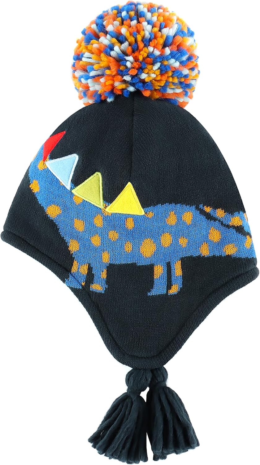 Duoyeree Kids Beanie Hat for Boys Girls Pom-pom Kint Hats Cozy Lining Winter Skull Cap - Image 3