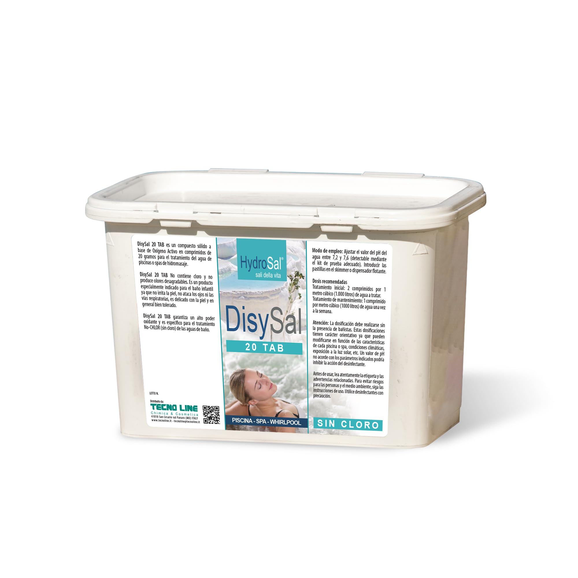 DisySal 20 Tab, Ossigeno Attivo in pastiglie da 20gr - 1,2 Kg | Trattamento senza cloro, Ideale per Piscina e Spa Idromassaggio